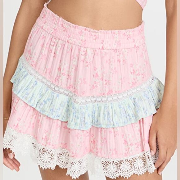 LoveShackFancy Tanisha Ruffle Skirt In Blue Moon Sands Size Medium NWT - Picture 1 of 16